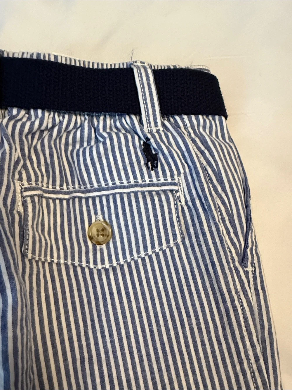 Ralph Lauren Navy and White Seersucker Baby Boy Pants.